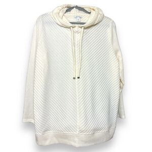 Nine West Womens XXL Cozy Pullover Sweater Knit Hoodie Striped Soft Long Sleeve